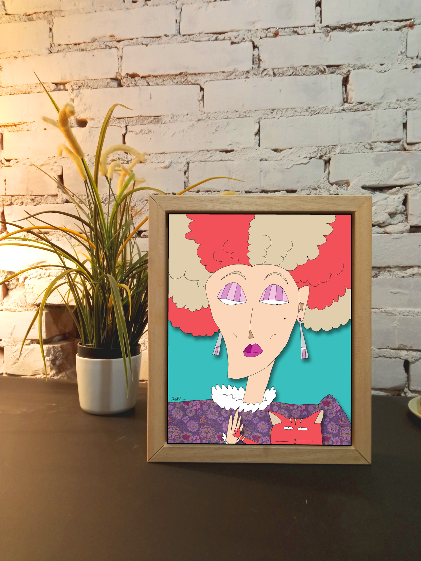 Quadro 25x30 "La Donna E Il Gatto" #01