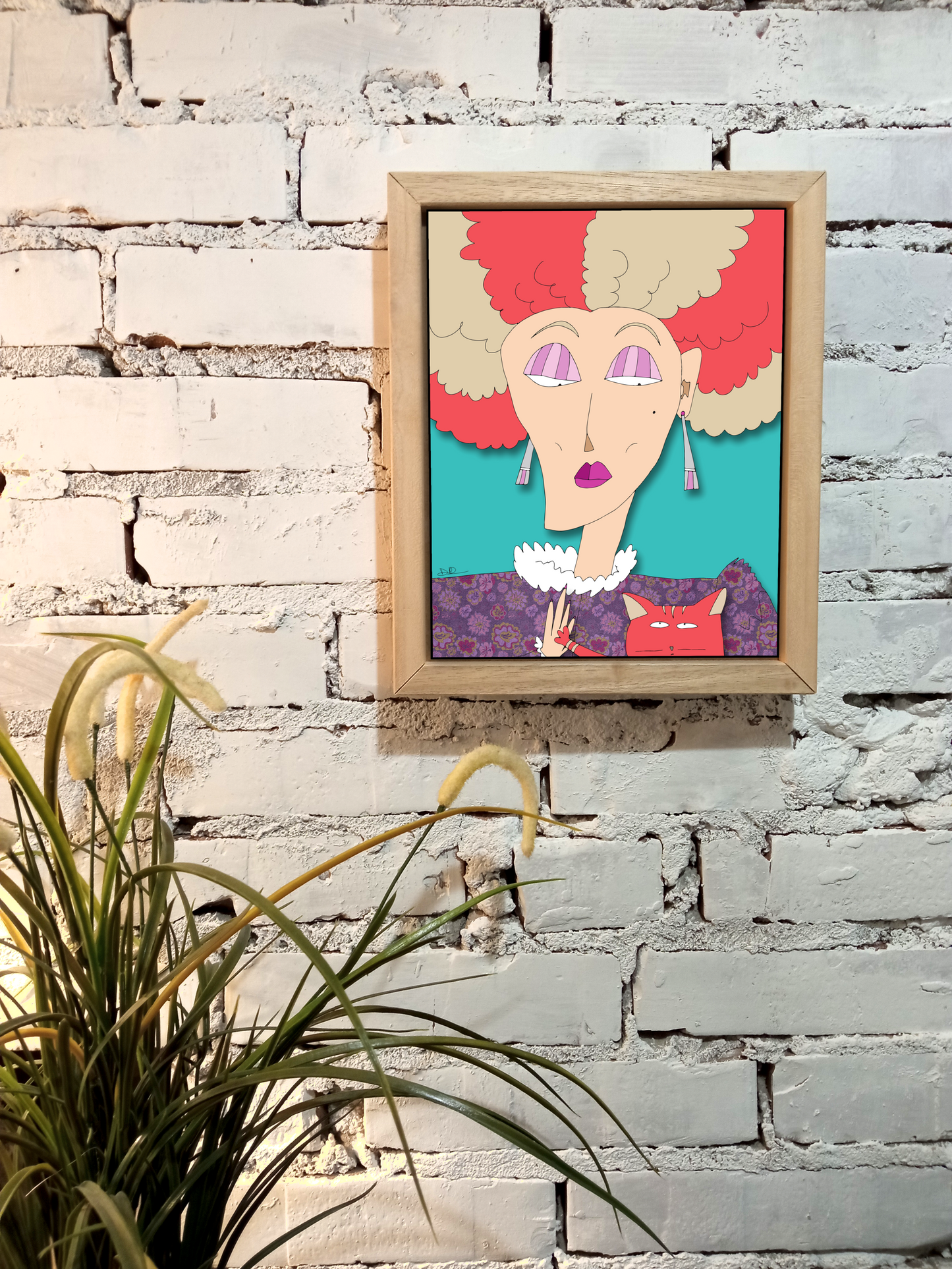 Quadro 25x30 "La Donna E Il Gatto" #01