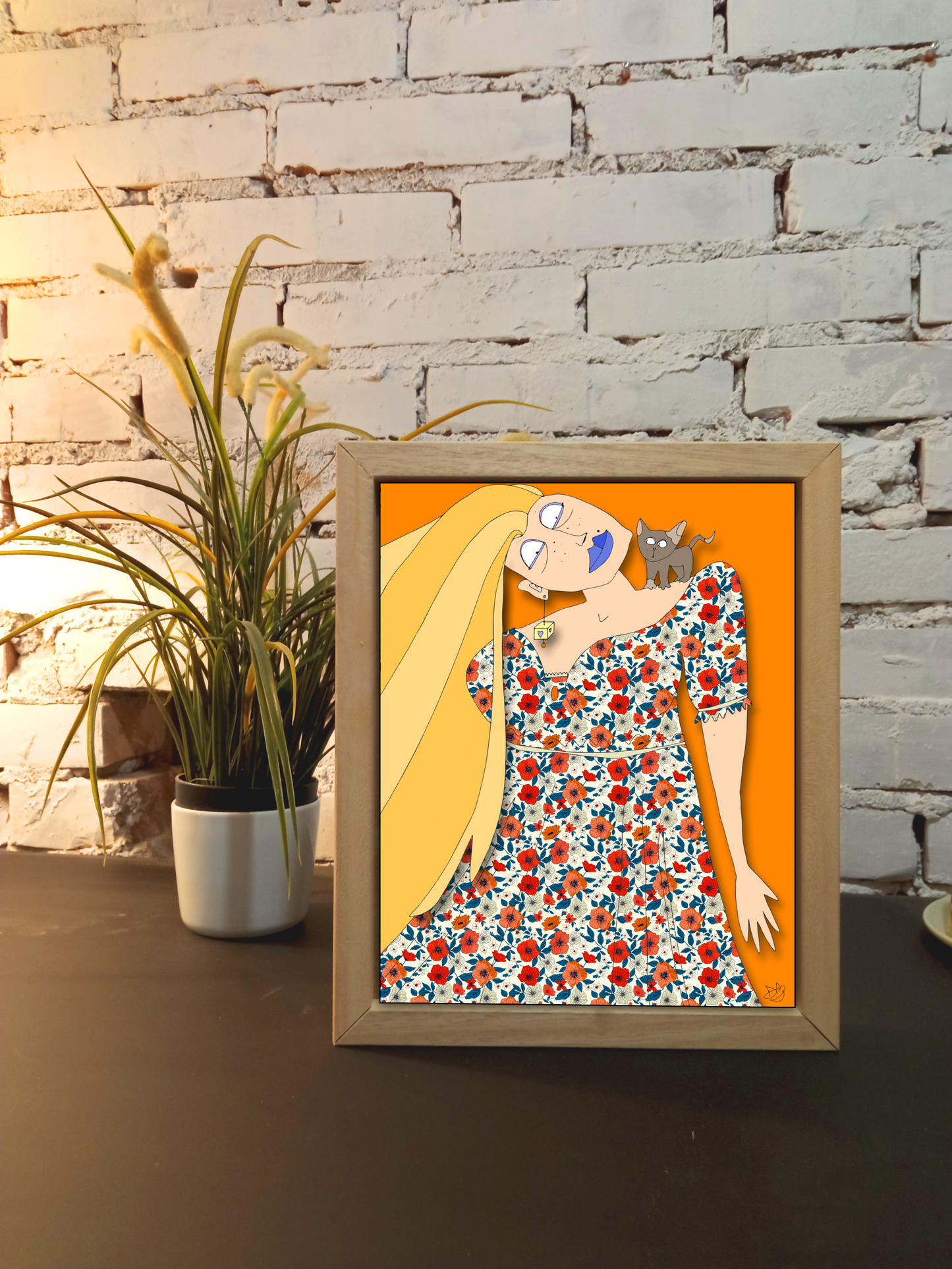 Quadro 25x30 "La Donna E Il Gatto" #04