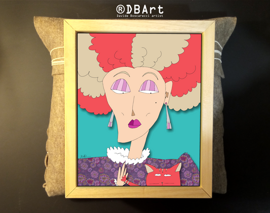 Quadro 25x30 "La Donna E Il Gatto" #01