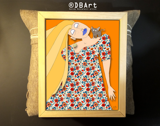 Quadro 25x30 "La Donna E Il Gatto" #04
